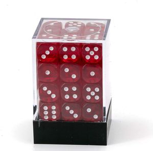 Chessex Translucent 12mm d6 with pips Dice Blocks (36 Dice) - Red w/white