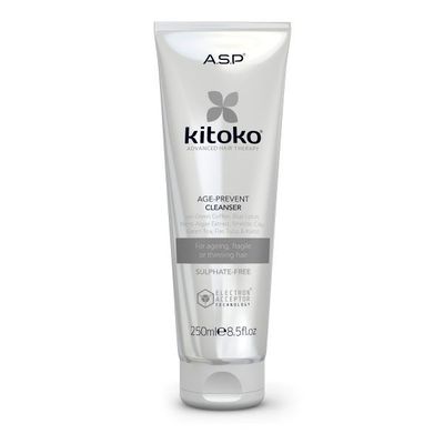A.S.P. Luxury Haircare Kitoko Age Prevent Cleanser Stiprinamasis šampūnas slenkantiems plaukams, 250ml