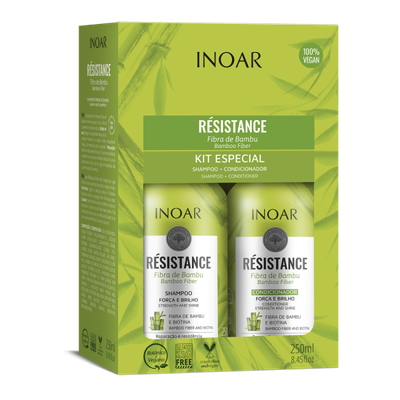 Inoar Resistance Fibra de Bambu Duo Kit Plaukus stiprinantis priemonių rinkinys, 2x250ml