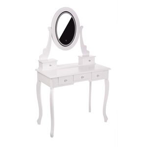 Makiažo staliukas su LED veidrodžiu ir kėdute KARI WHITE