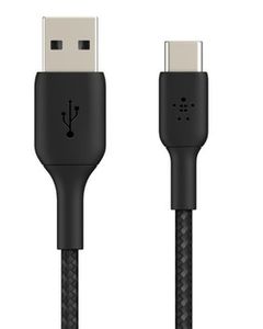 Cable braided USB-C USB-A 15cm Black