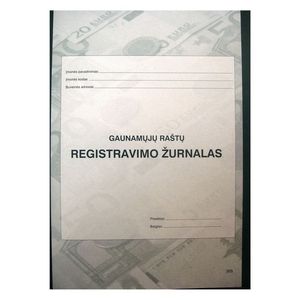 Gaunamų raštų registravimo žurnalas, A4, 40 lapų
