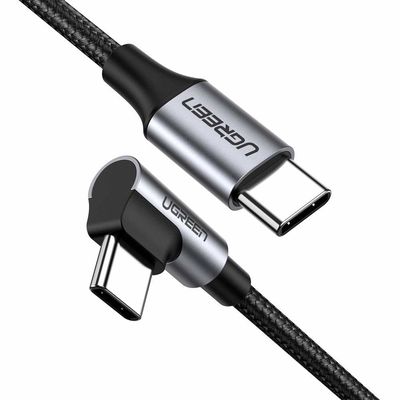 UGREEN US255 Kabel USB-C na USB-C koleno, 3A, 60W, 2 m (černý)