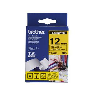 Brother TZ-E631 12mm Black on Yellow Tape for P-Touch