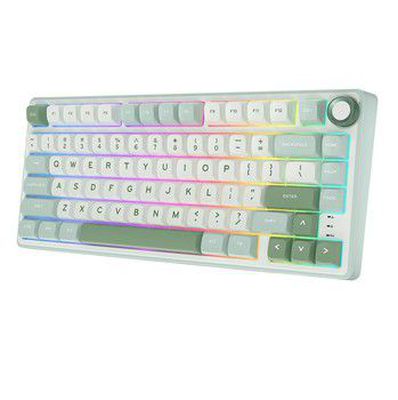 Royal Kludge RK R75 RGB Sky Cyan laidinė klaviatūra | 75%, Hot-swap, Silver switches, US