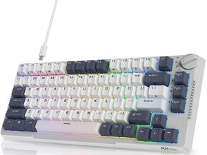 Royal Kludge RH81 White Wireless Mechanical Keyboard | 75%, Hot-swap, RGB, Blue Switches, US