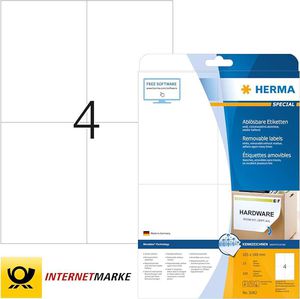Herma Removable Labels 105X148 25 Sheets DIN A4 100 pcs. 5082