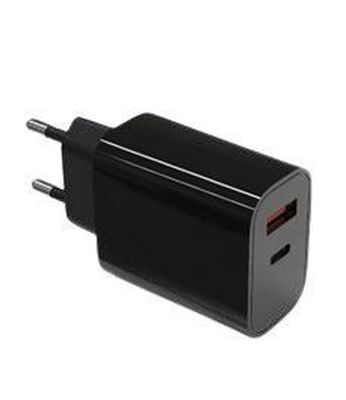 Wall charger 2x3A USB C + USB A Power Delivery black