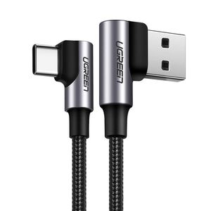 Angle cable USB to USB-C UGREEN US176, 3A, 2m (black)