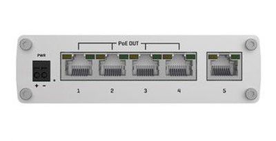Teltonika TSW101 automobilių pramonei skirtas šakotuvas | Turi 5 Gigabitinius eterneto prievadus su PoE+ palaikymu, kad būtų galima prijungti kelis įrenginius prie tinklo ir tuo pačiu metu maitinti juos naudojant tas pačias sąsajas