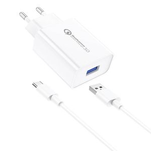 Foneng EU13 síťová nabíječka + kabel USB-C, 3A (bílá)