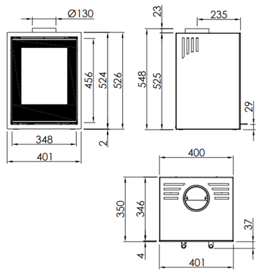 Plieninė krosnelė Spartherm Linear Module XS, tiesiu stiklu