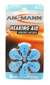 1x6 Ansmann Zinc-Air 675 (PR 44) Hearing Aid Batteries