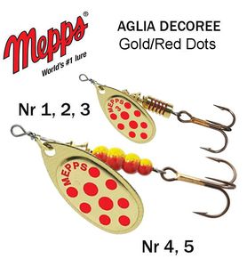 Sukriukė Mepps Aglia Gold/red dot 3.5 g