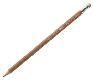 Pieštukas Faber-Castell, HB, su trintuku, padrožtas,naturalaus medžio spalvos korpusas