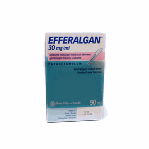 Efferalgan geriamasis tirpalas vaikams 30 mg/ml, 90 ml 