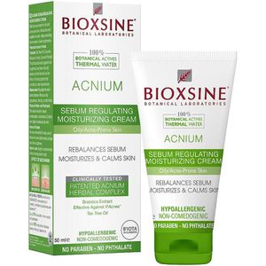 Bioxsine Acnium Sebum Regulating Moisturizing Cream Drėkinamasis kremas riebiai  į aknę linkusiai odai, 50 ml