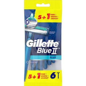 Gillette Blue II Plus Vienkartiniai skustuvai, 6vnt