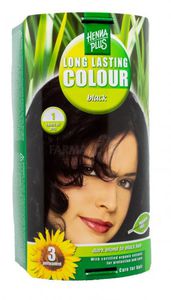HENNAPLUS plaukų dažai ilgalaikiai su 9 ekologiškais augaliniais ekstraktais spalva juoda 1