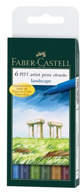 Rašikliai piešimui Faber-Castell PITT LANDSCAPE, 6 vnt., natūralios spalvos