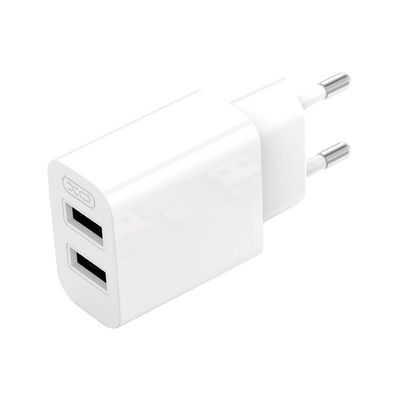 Wall charger XO L109 2x USB-A, cable USB Type-C, 2.4A (white)