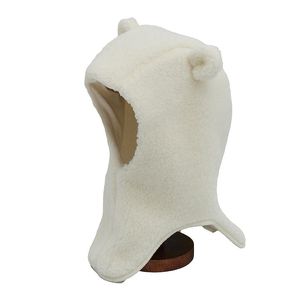 Lorita merino vilnos kailinė kepurė - šalmukas, smėlio spalvos