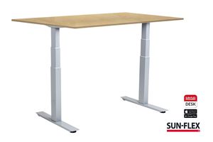 Reguliuojamo aukščio stalas SUN-FLEX®EASYDESK ADAPT, elektrinis, dviejų variklių, baltas rėmas, 140x80 cm, baltas stalviršis