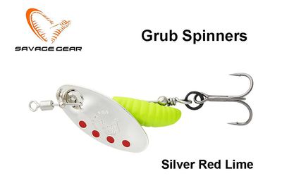 Sukriukė Savage Gear Grub Spinner Silver Red Lime 2.2 g