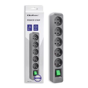 Qoltec Power strip 5 sockets, 1.8m, Grey