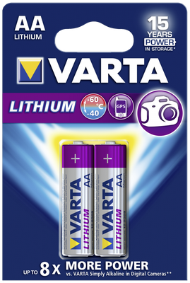 1x2 Varta Lithium Mignon AA LR 6