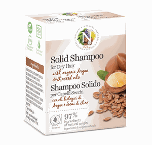 NATURAL kietasis šampūnas su arganų ir linų sėmenų aliejais skirtas sausiems plaukams, 50g