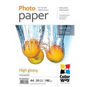 ColorWay High Glossy Photo Paper,180g/m, 20 sheets, A4