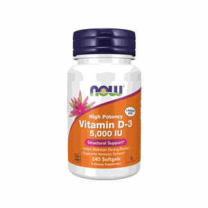 NOW Vitamin D-3 5000 IU minkštosios kapsulės High Potency N240 