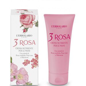 L'Erbolario 3 Rosa Rožių aromato maitinantis rankų kremas, 75 ml