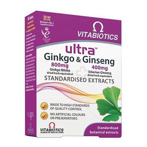 Maisto papildas VITABIOTICS Ultra Ginkgo&Ginseng N60
