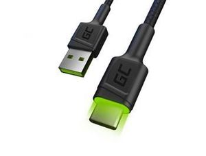 GREENCELL KABGC06 Cable Ray USB Cable - USB-C 120cm with green LED backlight and suppor
