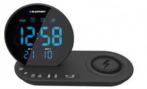 FM PLL clock radio/ALARM/USB/CR85BK CHARGE/Wireless charging/Indoor/outdoor temperature/black