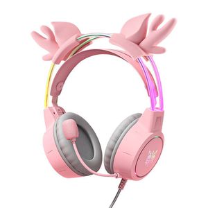 Gaming headphones ONIKUMA X15Pro Pink Deer's Horns