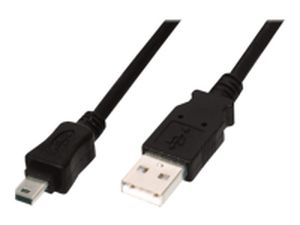 ASSMANN USB 2.0 connection cable type A - mini B 5pin M/M 1.0m USB 2.0 conform UL bl