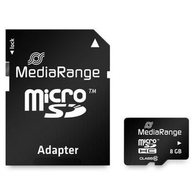 MEMORY MICRO SDHC 8GB C10/W/ADAPTER MR957 MEDIARANGE