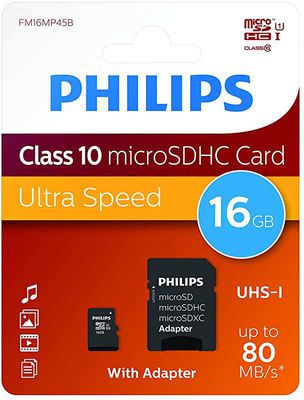 Philips MicroSDHC Card 16GB Class 10 UHS-I U1 incl. Adapter