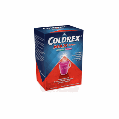 COLDREX MaxGrip Menthol & Berries 1000 mg/10 mg/70 mg milteliai geriamajam tirpalui N10