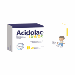 ACIDOLAC Junior tabletės baltojo šokolado skonio tabletės N20