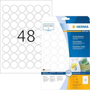 Herma Round Labels 30mm white 25 Sheets 1200 pcs. 4387