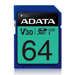 ADATA Premier Pro UHS-I SDXC, 64 GB, Flash memory class 10, U3, V30, 80 MB/s, 100 MB/s