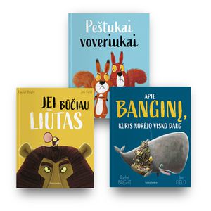 Rachel Bright 3 knygų rinkinys: Jei būčiau liūtas + Peštukai voveriukai + Apie banginį, kuris norėjo visko daug