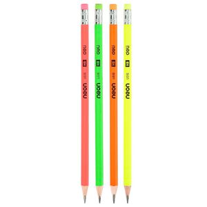 Grafitinis pieštukas Deli Neon, HB, neoninių spalvų, su trintuku