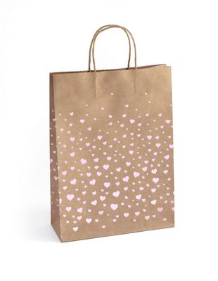 Popieriaus maišelis Kraft, rožinės spalvos, 33x10x24cm
