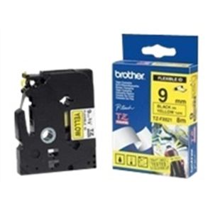 Brother TZe-FX621 Flexible ID Laminated Tape Black on Yellow, TZe, 8 m, 9 mm