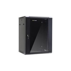 NETRACK 019-150-645-022 wall/hanging cabinet 19inch 15U/450 mm glass door black remov. side pan.